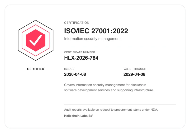 ISO IEC 27001 2022 certificate card showing the certificate number and validity dates