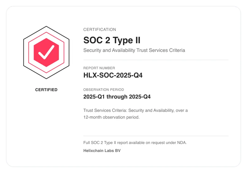 SOC 2 Type II report card showing the report number and observation period